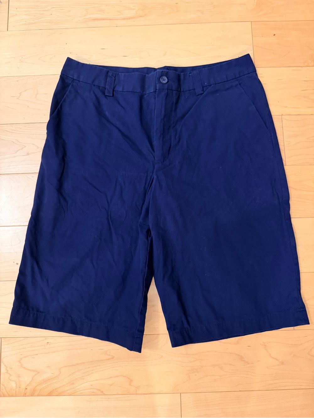Polo Ralph Lauren Boys Size 20 Navy Blue Flat Front Chino Shorts Preppy EUC